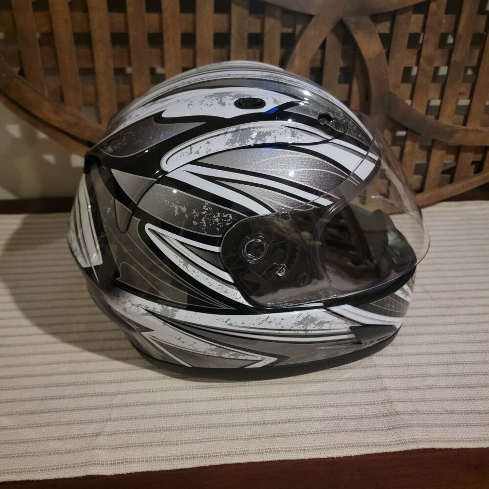 Raider Helmet Full Face Black White S Safety Head Motorcycle Scooter Moped